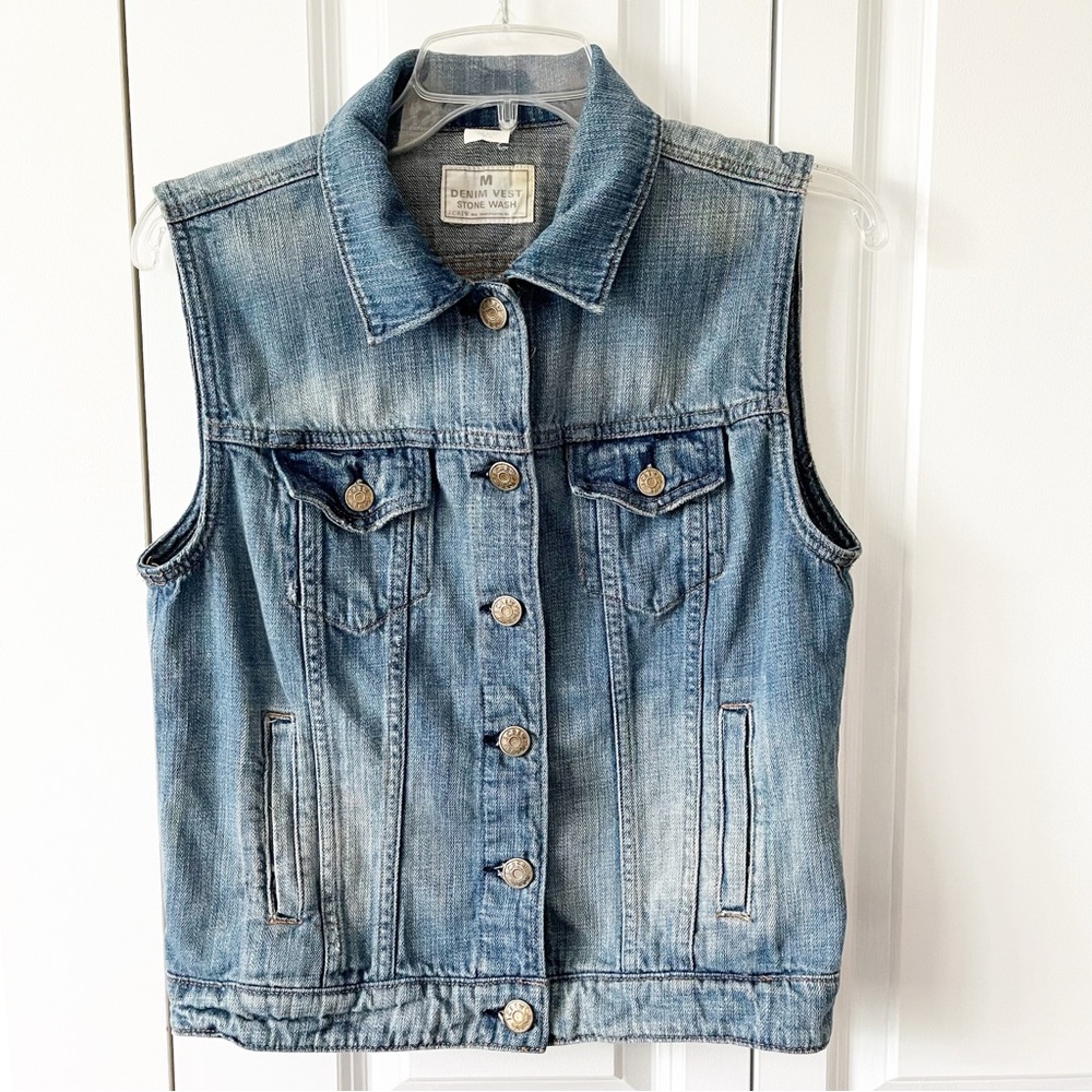 J. Crew Stone Wash Denim Sleeveless Vest